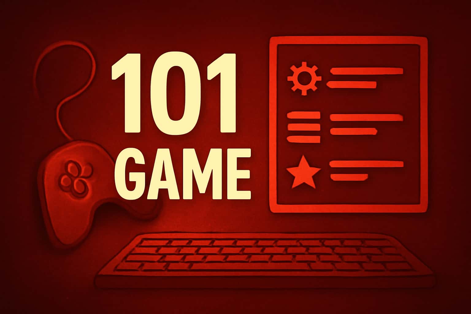 A futuristic depiction of game features with the text '101 Game' displayed prominently.