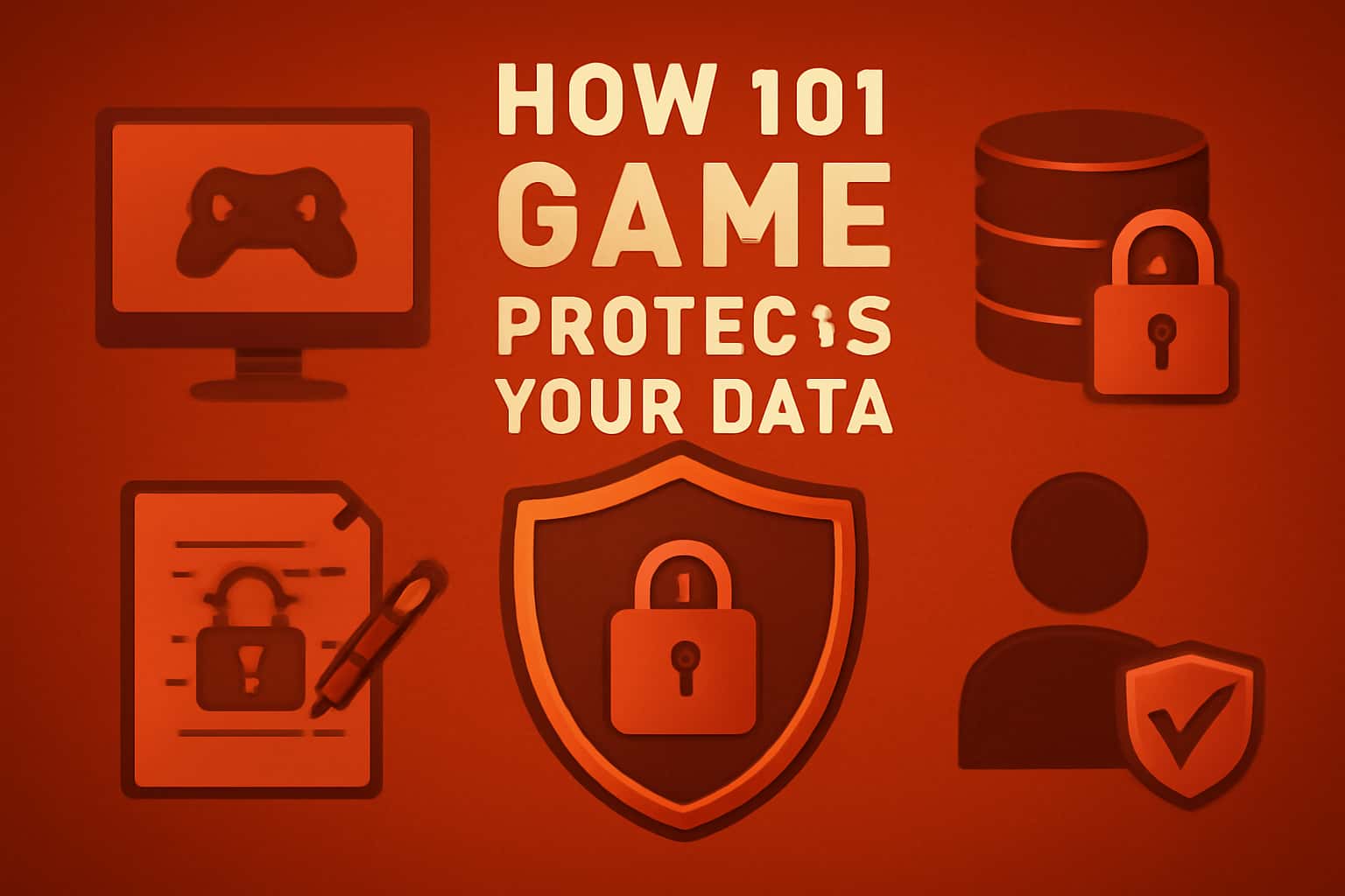 A visual representation of data security measures in gaming, with the text '101 Game' prominently displayed.