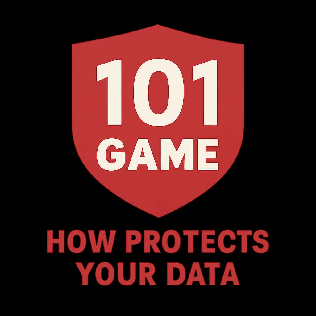An icon illustrating data protection in gaming with '101 Game' text.