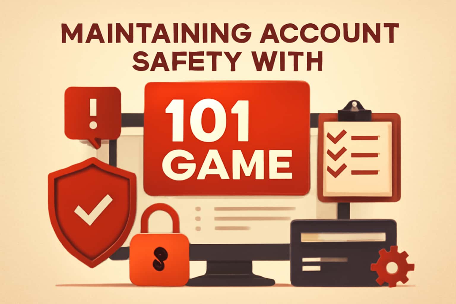 Scene illustrating the concept of account safety with digital security elements.